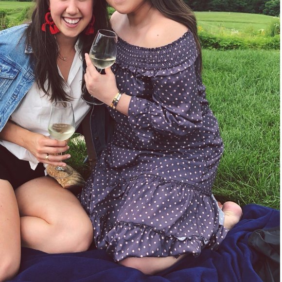 J.O.A. Polka Dot Off-the-Shoulder Midi Dress - Picture 7 of 8